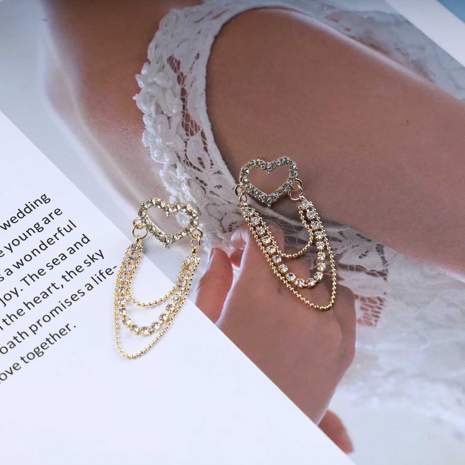 Andelaisi Boho Crystal Heart Earrings Vintage Cz Chain Tassel Earrings Heart Tassel Chain Earring Bling CZ Tennis Tassels Earring Jewelry for Women - Image 4