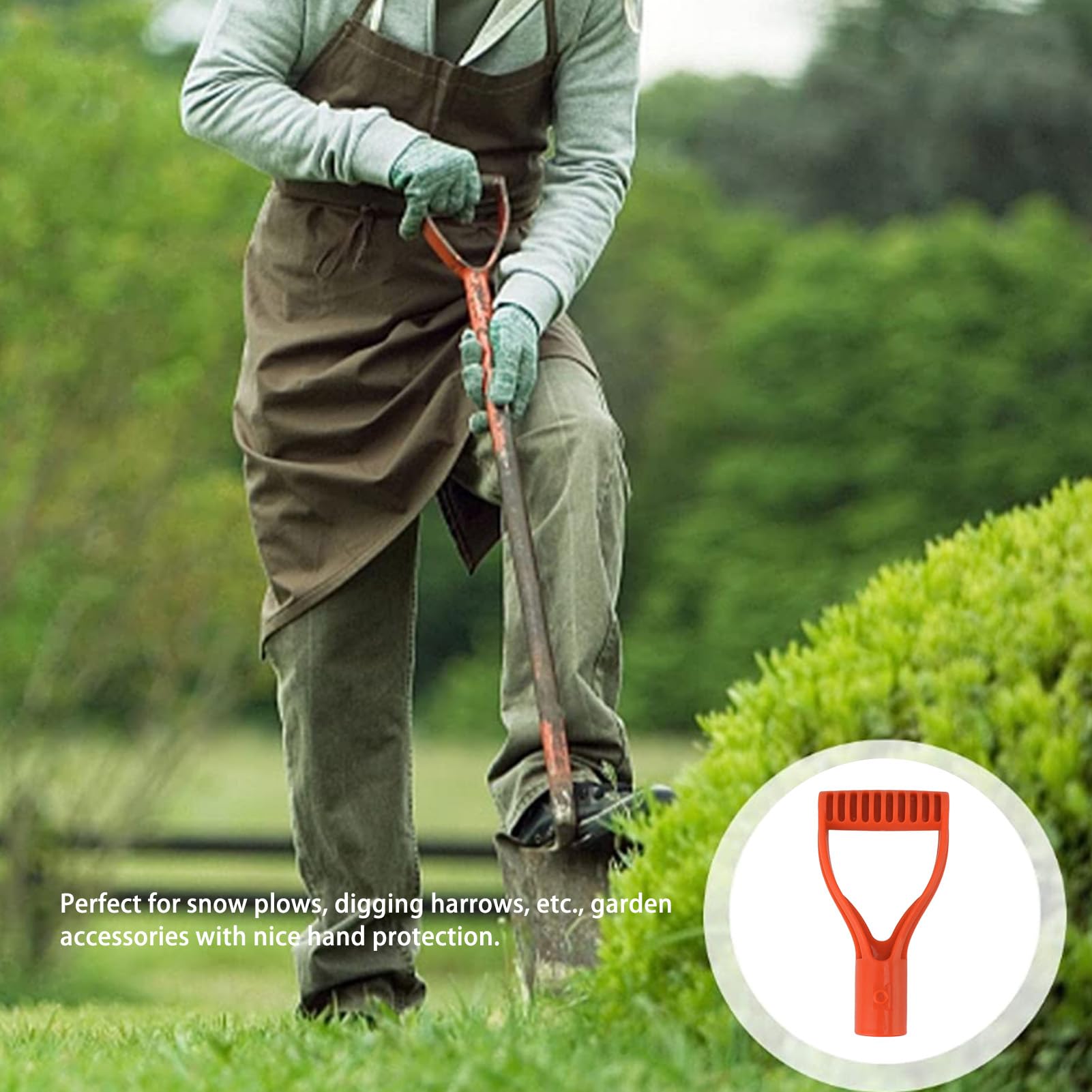 Spade Handle, Plastic 32mm Inner Diameter D Grip Handle Shovel Handle Replacement for Snow Shovel Digging Raking,Good Hand,Protect Garden Accessories (Orange)