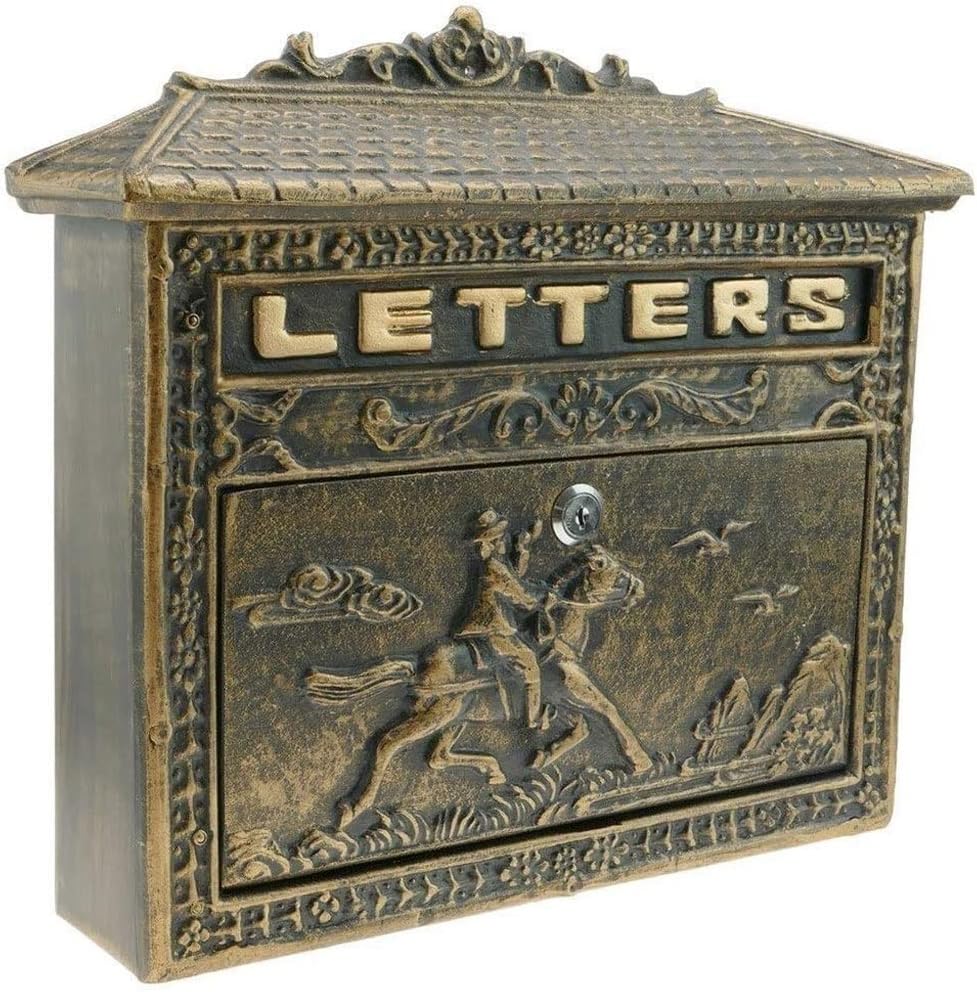 HBJWOV Designer Locking Medium Capacity Galvanized Steel Venetian Bronze, Wall-Mount Mailbox,