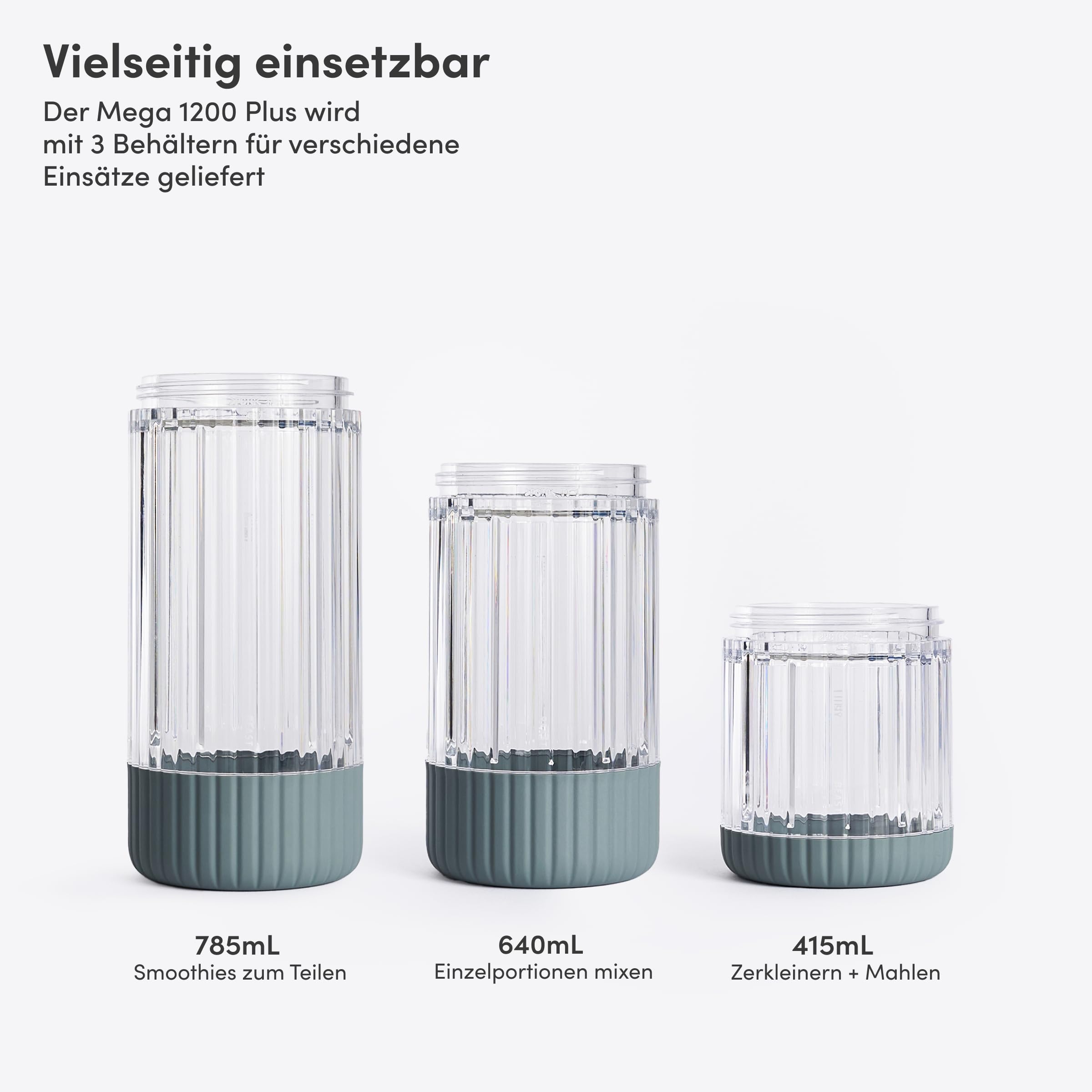 BEAST Smoothie Maker 850W - Kompakter Standmixer Hochleistungsmixer mit 3 Tritan Mixbechers - 785ml - To-go Trink - und Aufbewahrungsdeckel - Mixer für Smoothies, Eis und Shakes - Mist