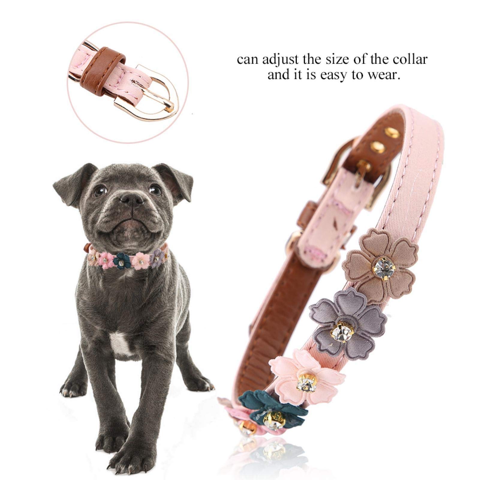 Pet Cat Collar, PU Leder Hundefliege Verstellbare Katzenhundefliege, Lovely Dogs 'Daily Decor 2 Farben für Haustiere Cat Home Dog(Pink, 1.3 * 34cm)