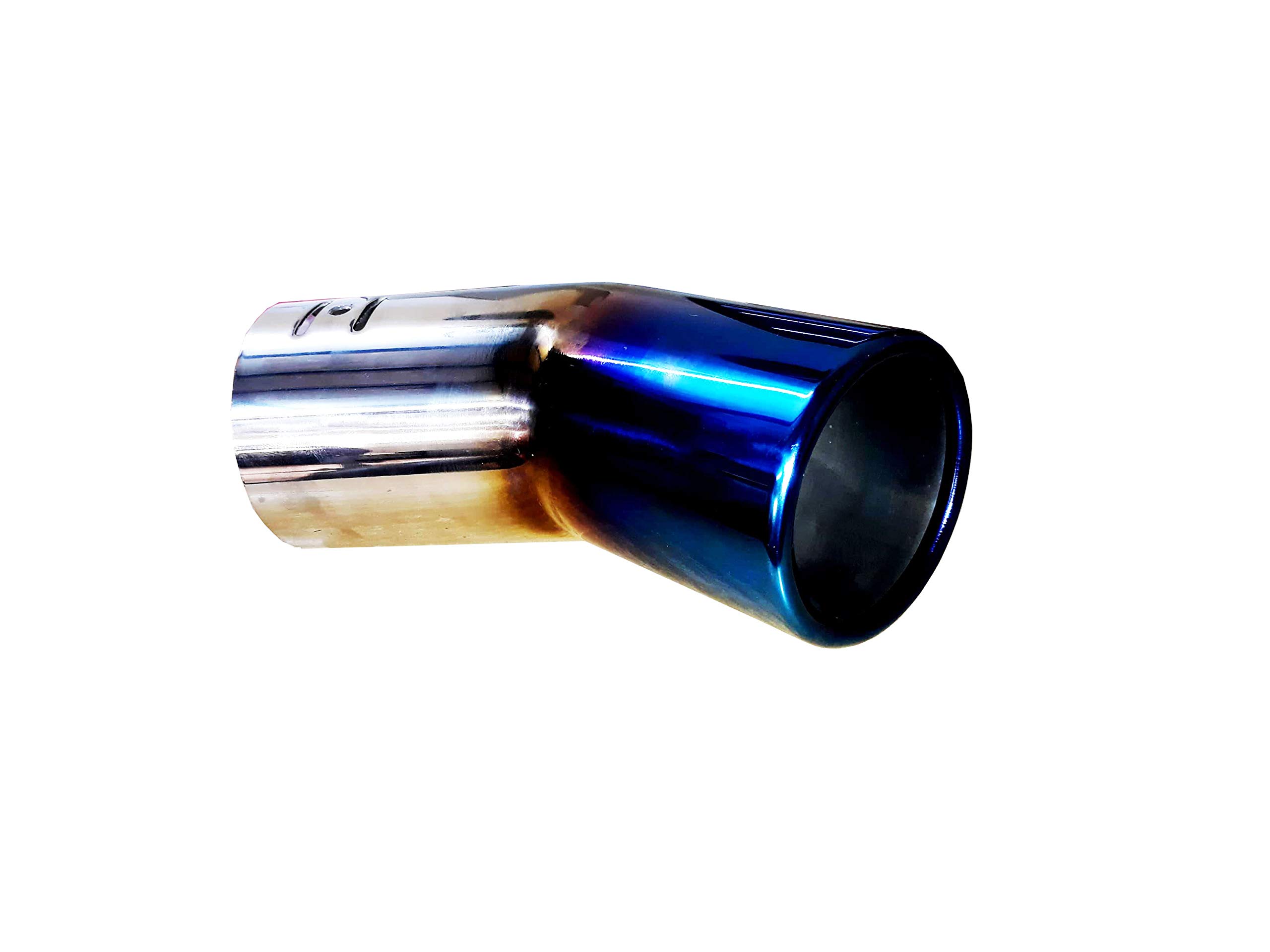 Automaze Universal Fits Car Bent Burnt Round Shaped Exhaust Tail HKS Muffler Tip Pipe 64mm (Model-B19)
