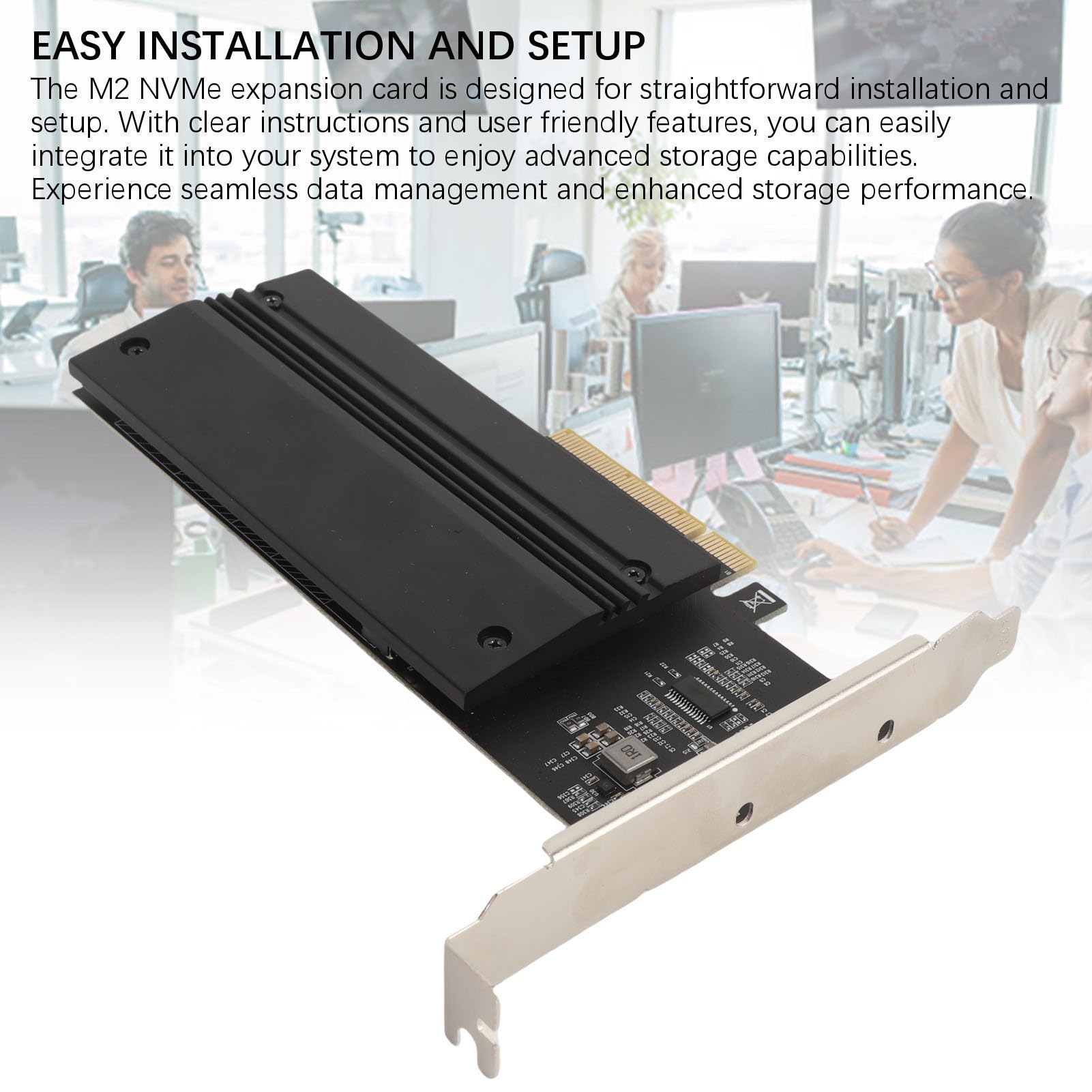 Yunir Dual M.2 NVMe to PCIe 4.0 x8 Adapter Card, SSD Expansion Card with Aluminum Heatsink, Requires PCIe Bifurcation Support