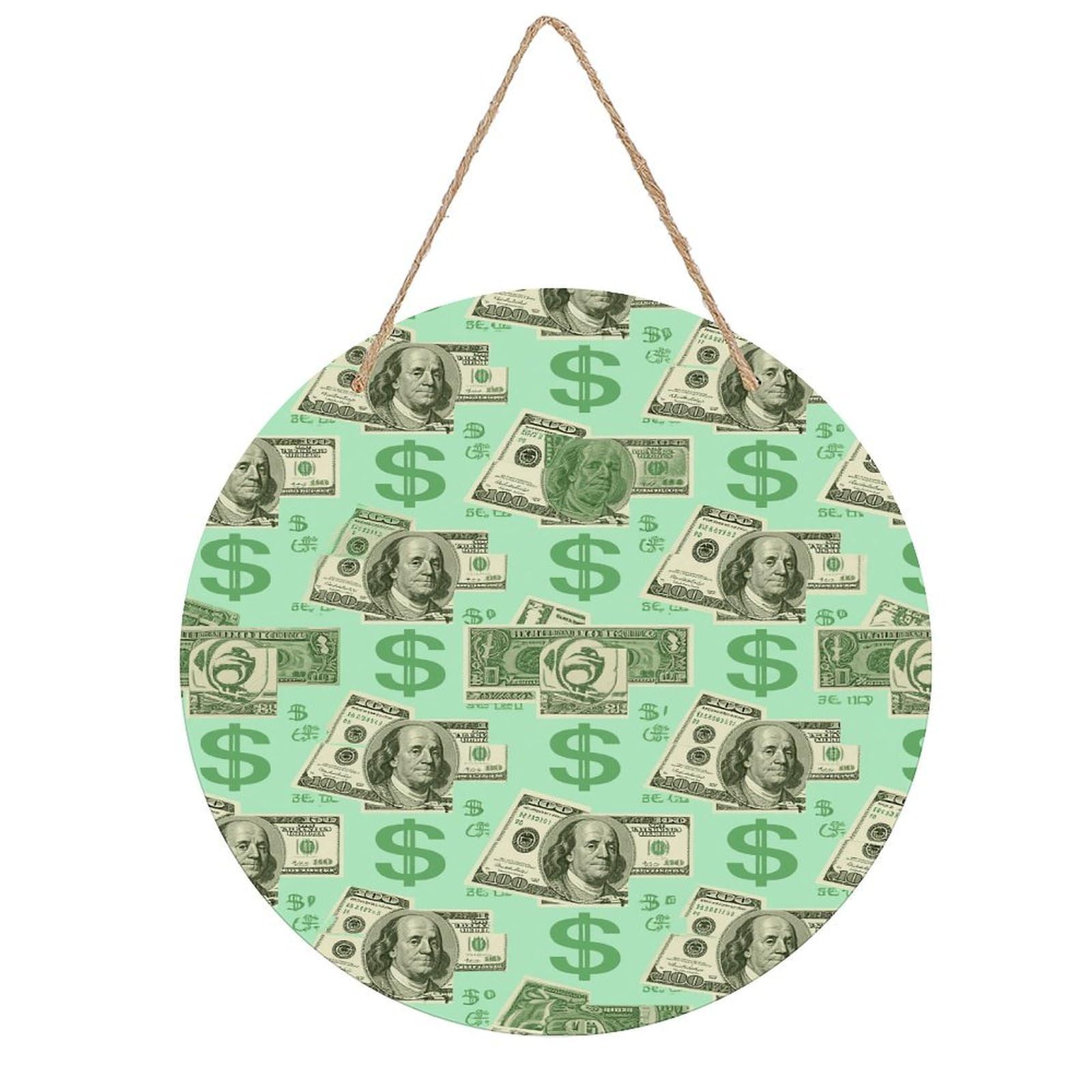 Money Wall Art Neutral Abstract Wooden Walls Hanging Picture Sturdy Farmhouse Round Walls Hanging Vintage Framed Wall Prints for Living Room