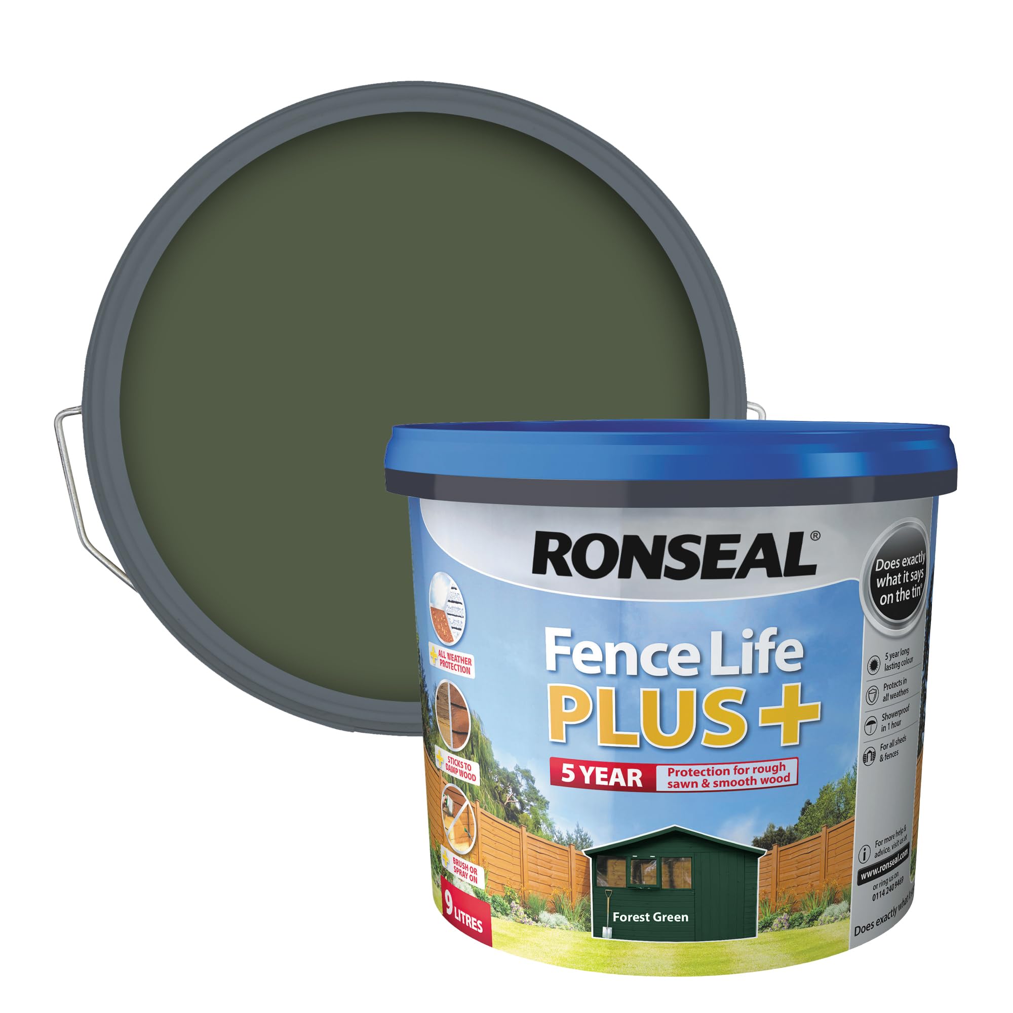 Ronseal 9L Uv Fence Life + Paint - Forest Green
