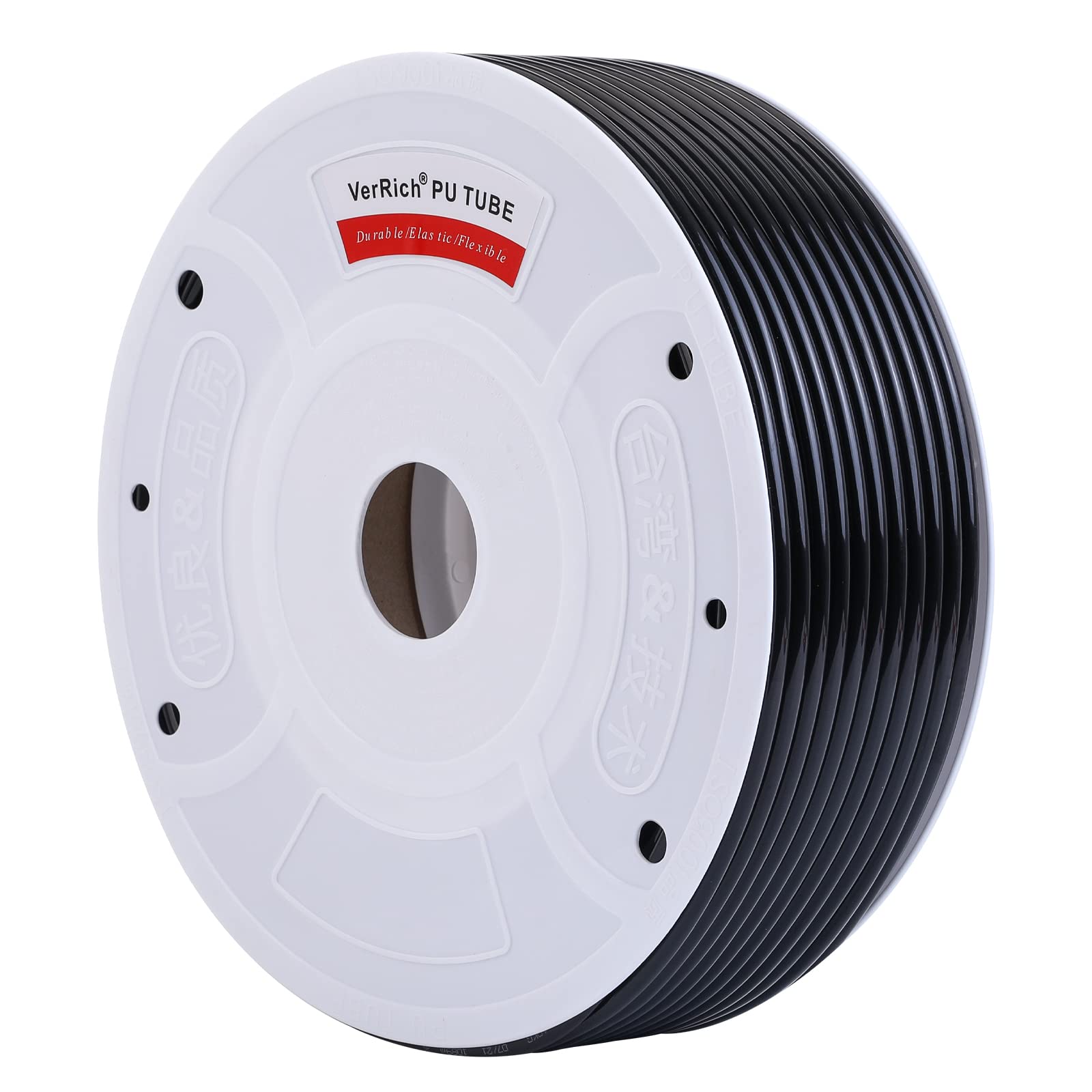 VerRich Pneumatic Tubing Pipe Pu Hose Black 10mm OD x 6.5mm ID 328 FT (100 Meters) PU Air Hose Line Tube for Air Compressor Transfer