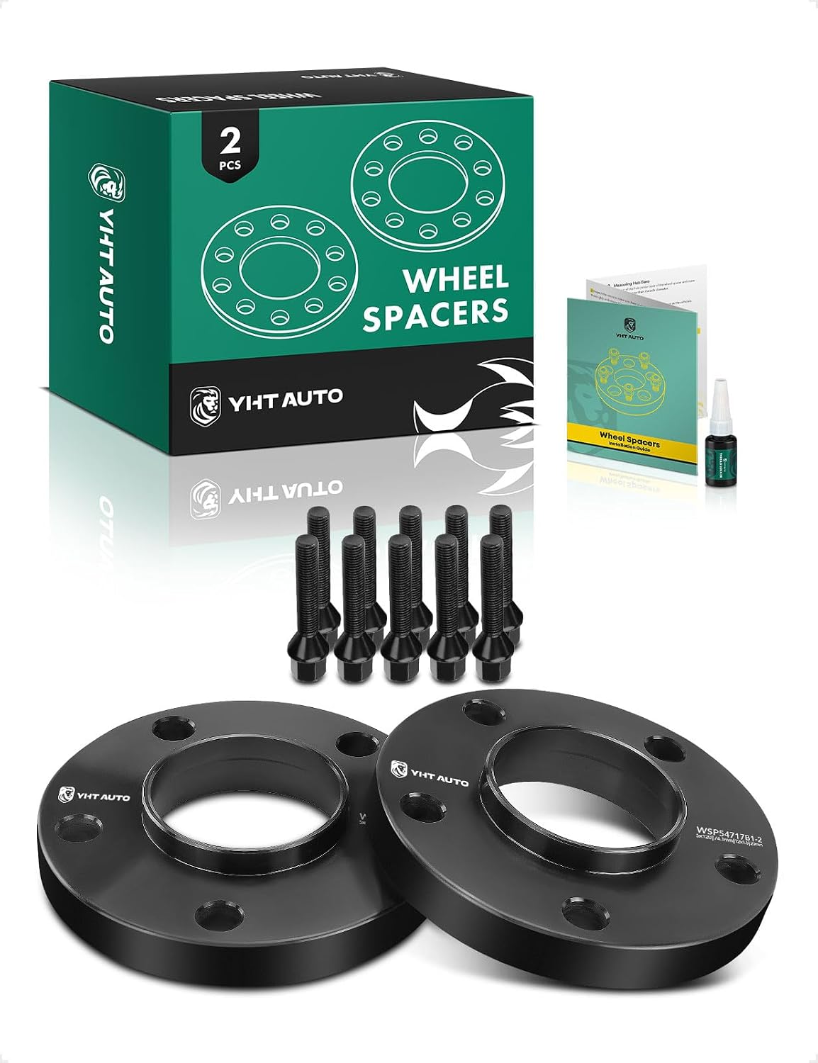 YHTAUTO 5x120 Hub Centric Wheel Spacers 20mm Compatible with BMW 525i/528i/530i 1996-2003, 540i 1997-2003, M5 1999-2003 5 Lug Tire Spacers w/ M12x1.5 & 10.9 Grade Studs, 74.1mm Hub Bore 2PCS Black