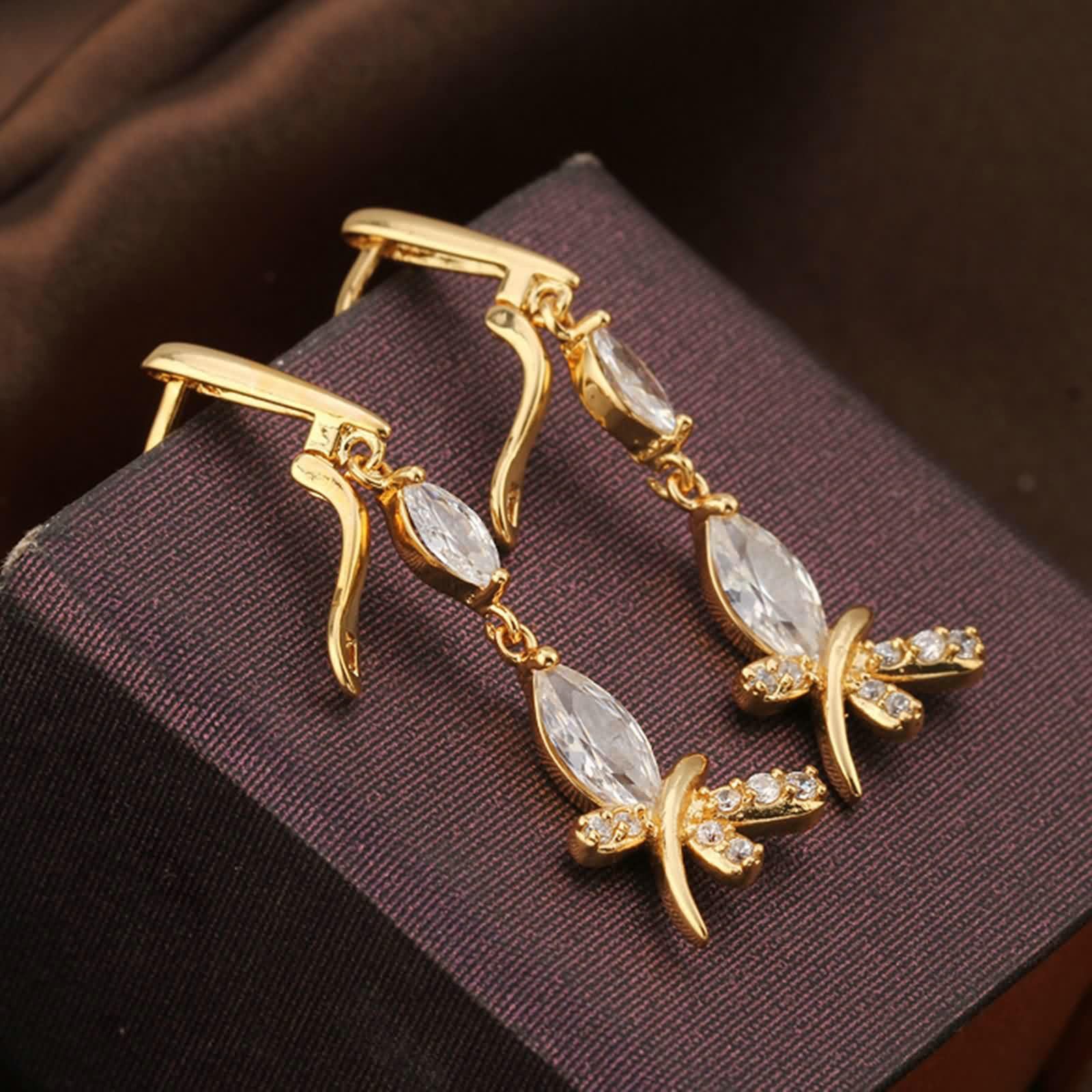 Daesar Orecchini Donna Pendenti Oro Bianco 9K 375, Orecchini Donna Eleganti Pendenti Forma di Libellula con Moissanite Lunga Orecchino Oro Bianco per Fidanzamento Matrimonio