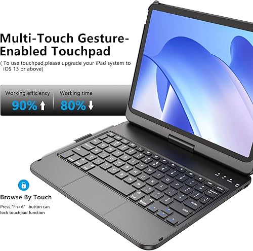 Miniatura 2 de TQQ Funda de teclado táctil para iPad de 10.9 pulgadas (10.9 pulgadas, 2022), funda para iPad de 10. generación con teclado, cubierta protectora