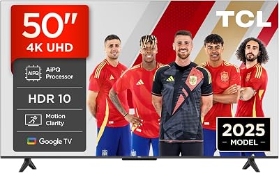 TCL 50V6C Televisor 50 Pulgadas 4K Smart TV LED, HDR, Google TV, Dolby Audio, Alexa y Google Assistant, Chromecast Built-in, Motion Clarity          [Clase de eficiencia energética E]