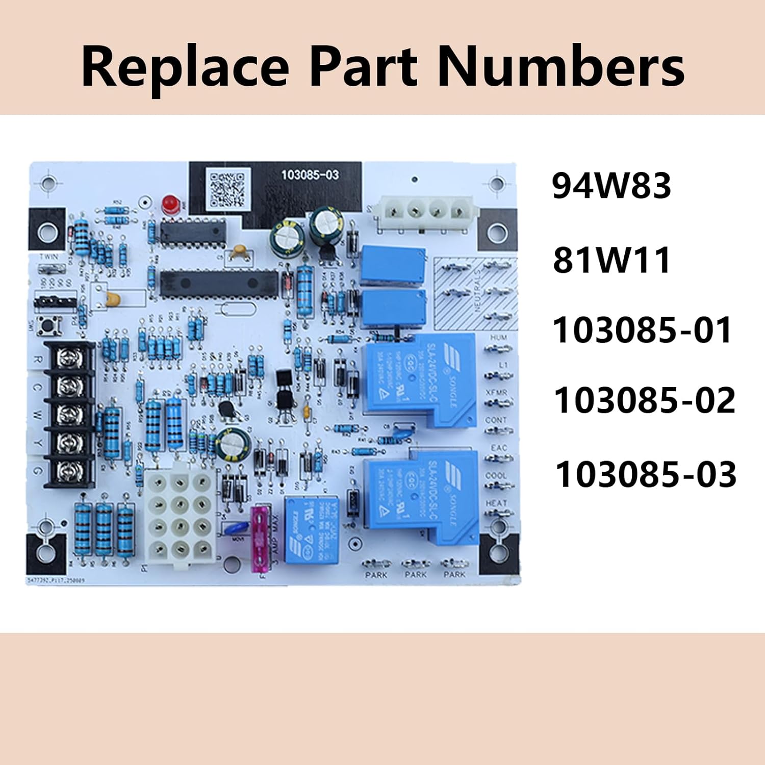 94W83 Furnace Control Board Replacement for Lennox Furnace 103085-02 1012-977A-I Series Ignition Control,Replace 94W83 81W11 103085-01 103085-02 103085-03 - Equipment Plug and Play