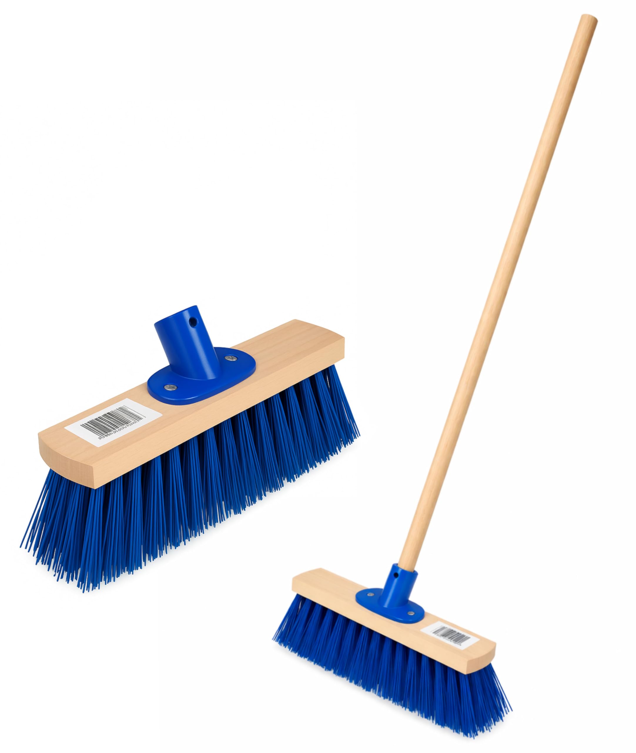 BH | 12" Outdoor Garden Broom | 1.2m Wooden Handle | Blue | Stiff Bristles Yard Brush | Durable Hard Floor Sweeping Brush for Cleaning Gardens, Yards, Street Home, Garage and Driveway - by BEST HOUSE