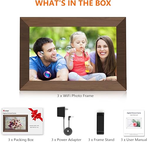 Miniatura 7 de Paquete de 3 marcos de fotos digitales de 10.1 pulgadas, WiFi, marco de fotos electrónico, pantalla táctil IPS, pantalla HD, almacenamiento de 32