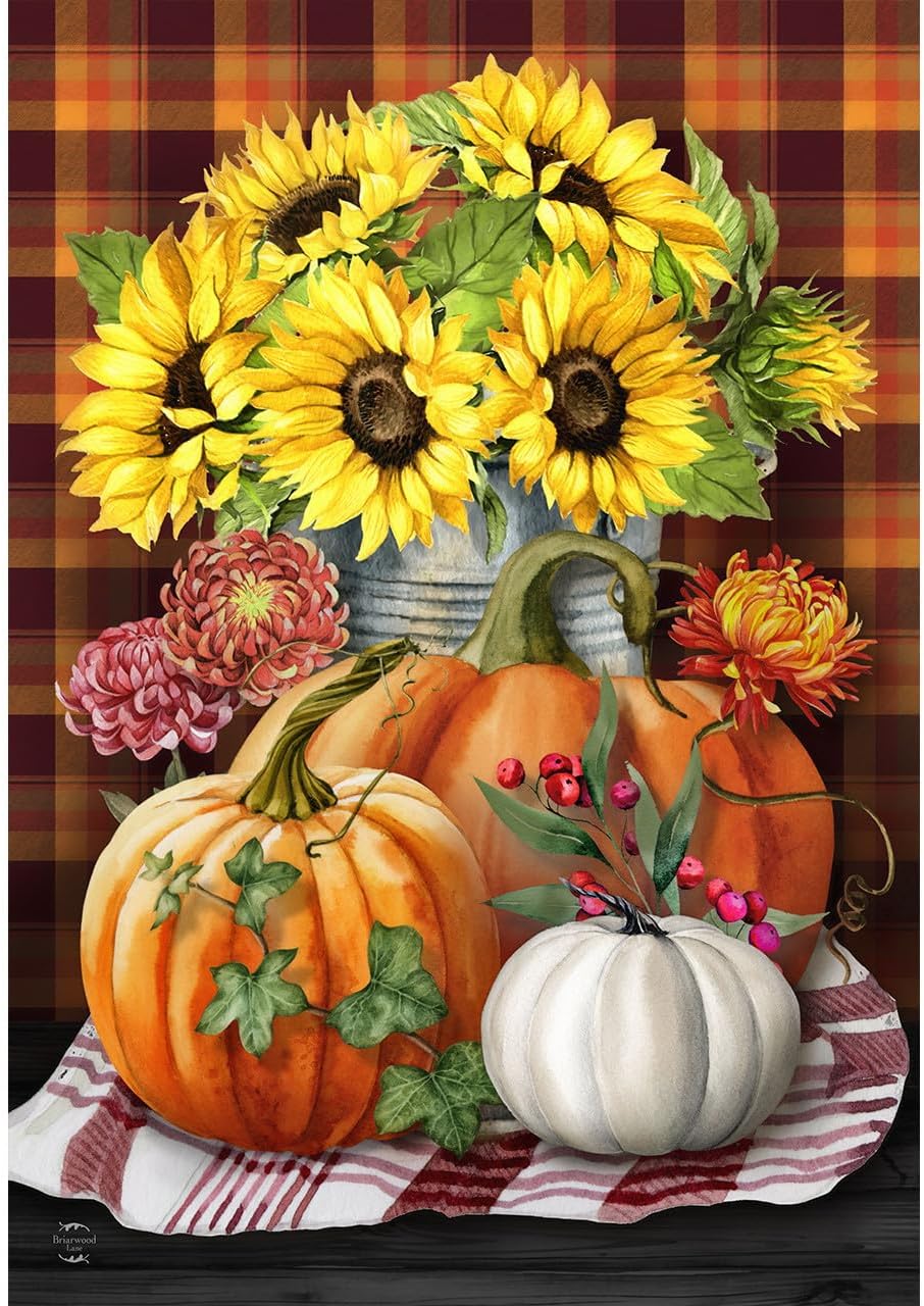 Briarwood Lane Fall Floral Mason Jar Burlap House Flag