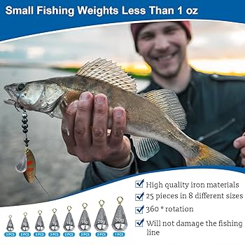 Realure 25 Pz Small Fishing Weights Mixed 8 Sizes Deep Sea Fishing