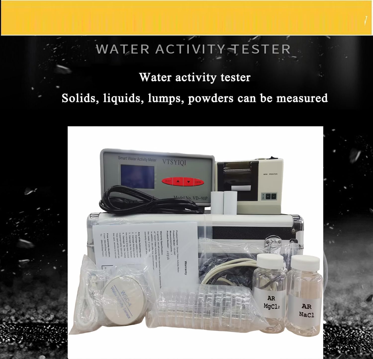 Smart Water Activity Meter Analyzer Monitor Real Time Print Function With Water Activity Range 0 to 1.000aw Water activity ±0.015aw