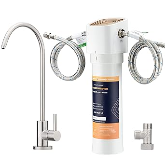 Under Sink Water Filter System Water Filtration System with Brushed Nickel Faucet High Capacity Direct Connect Under Counter Drinking Water Filter Reduces 99.99% Lead Chlorine & Odor