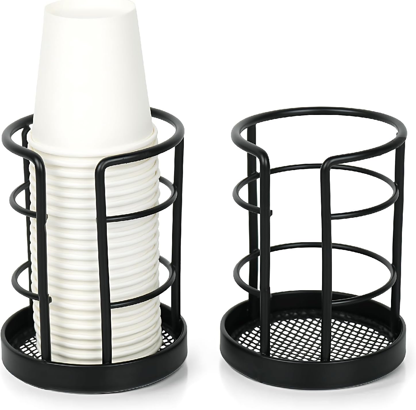 HillSpring Metal Bathroom Cup Dispenser, Sturdy Storage Holder for 3/4 oz Small