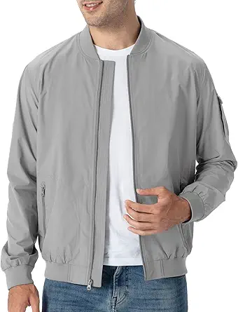 TBMPOY Men's Lightweight Bomber Jackets Light Track Jackets Casual Summer Windbreaker Outdoor Golf Fashion Coat for Men