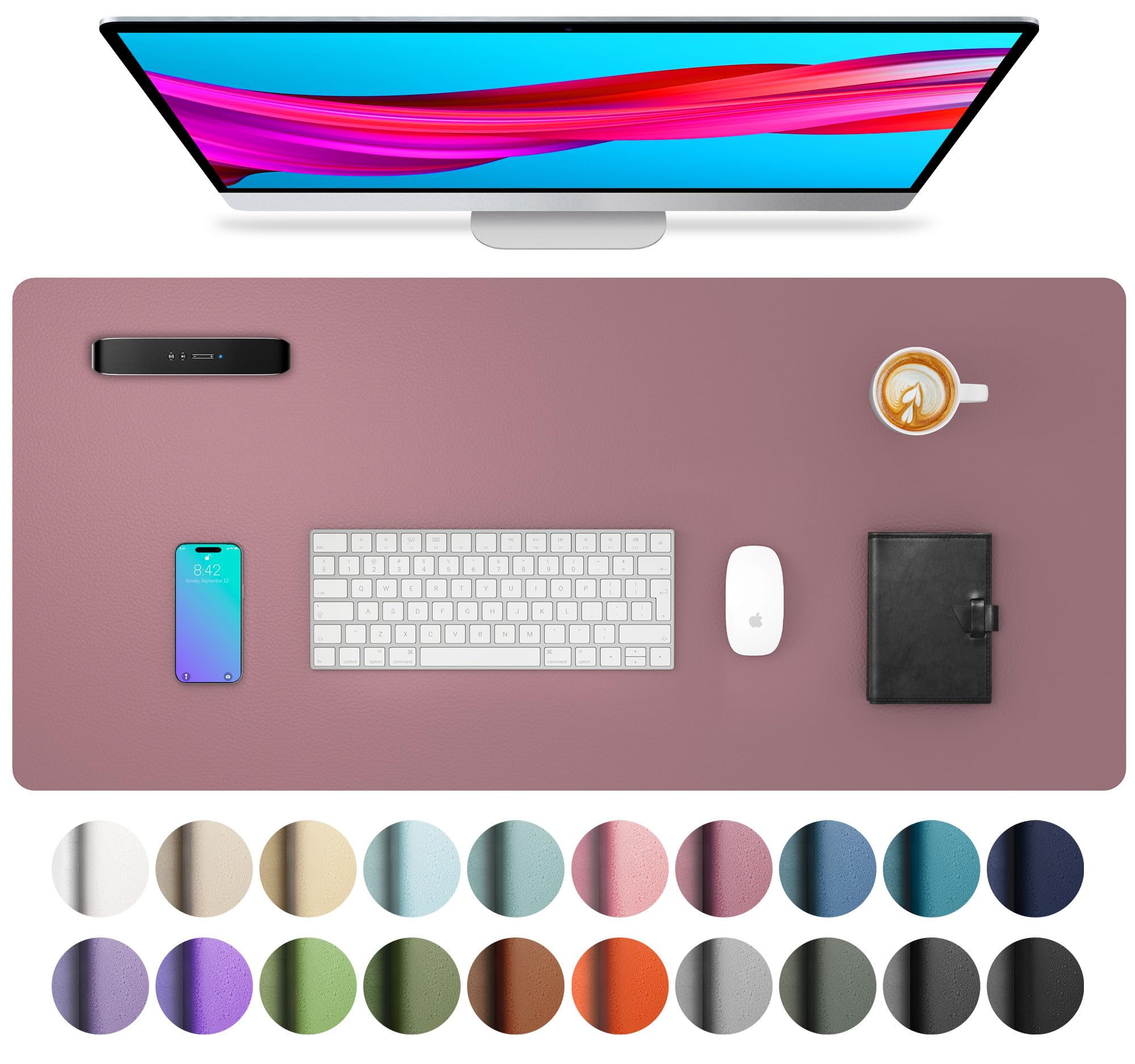 Aothia Schreibtischunterlage,Mauspad mit Leder und Rutchfeste Wildleder,Multifunktionales Office Mousepad Laptop Schreibunterlage,Tisch-Schutz Unterlage für Büro/Home(80x40cm, Lila)