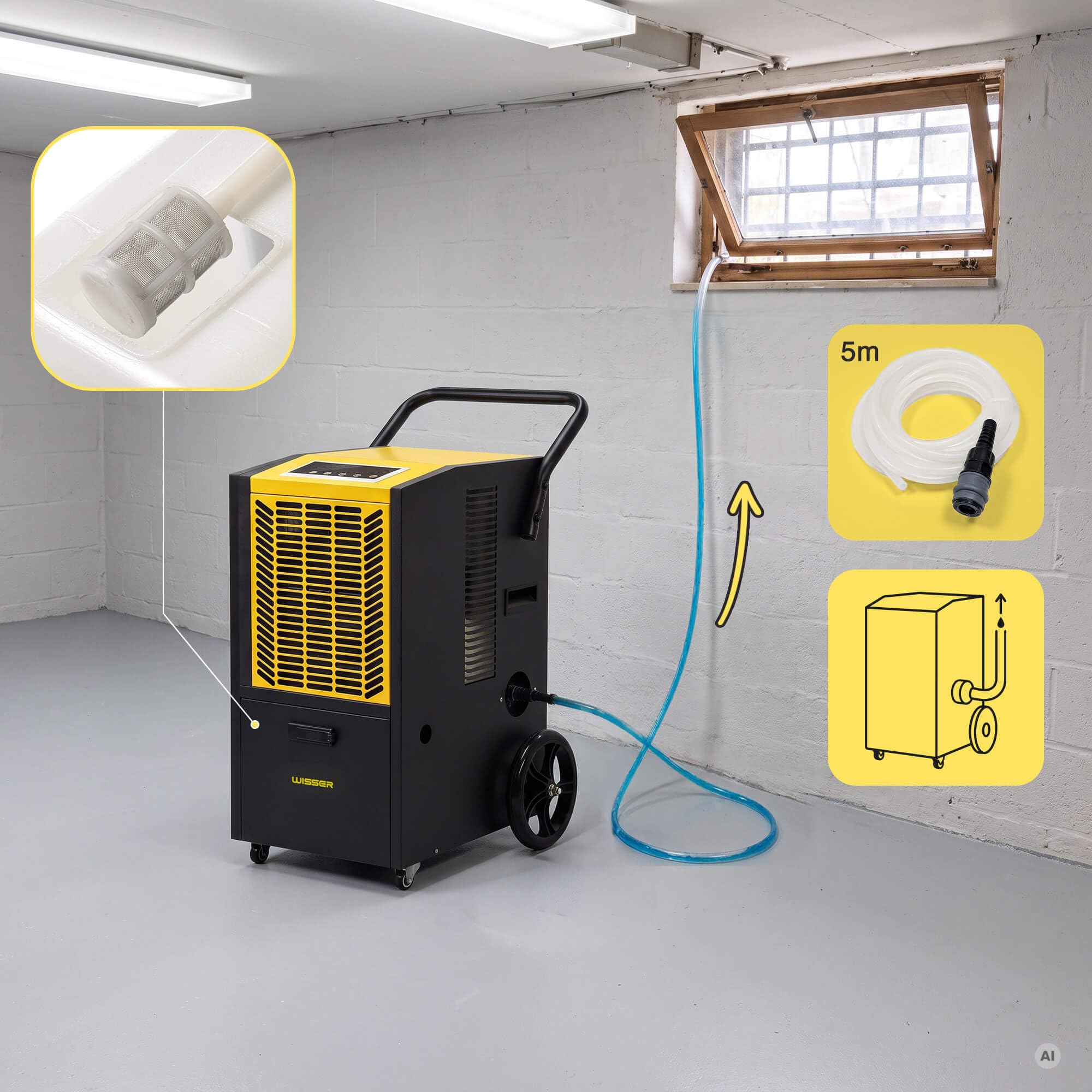 Wisser Bautrockner Luftentfeuchter 50 L/24h mit Pumpe bis 100 m²