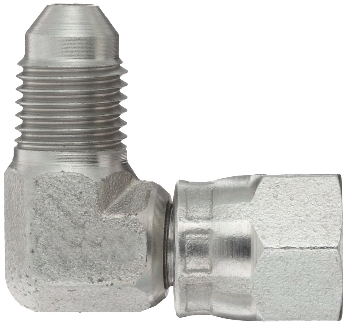 Eaton Aeroquip 2071-4-4S 90 Degree Swivel Nut Elbow, JIC 37 Degree End Types, Carbon Steel, 1/4 JIC(f) x 1/4 JIC(m) End Size, 1/4