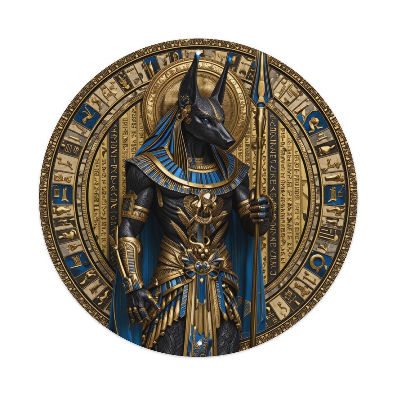 Egyptian God Anubis Symbol Round Tin Sign Retro Metal Sign for Cafe Bar Pub Home Game Room Gym Club Wall Decoration Vintage Metal Poster 8x8 Inch