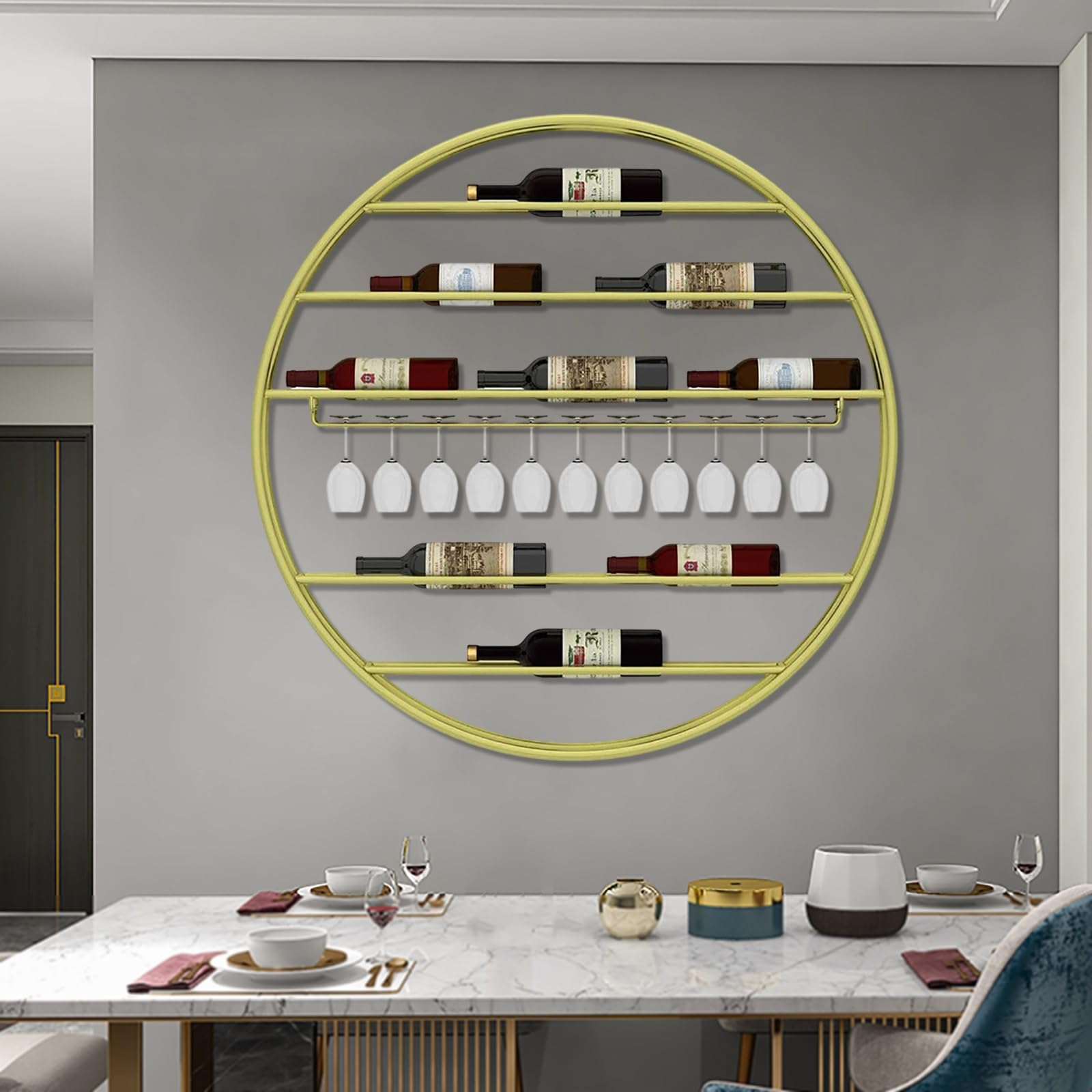Étagère en fer pour bouteilles d'alcool or haut de gamme