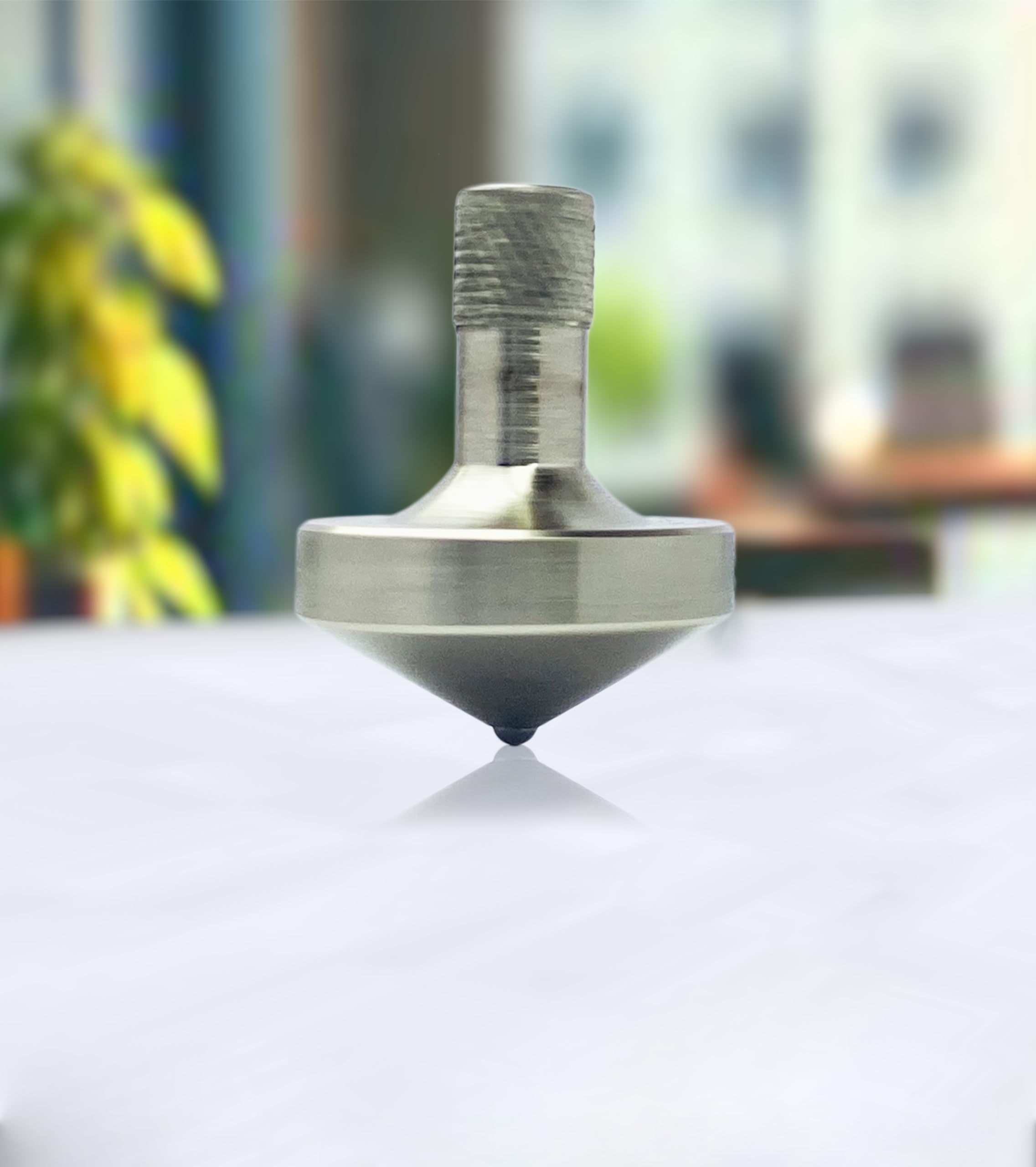 Premium Electro Plated Mild Steel Sharp Tip Model Spinning Top with 3 mm Stainless Steel Ball Tip (3-6 Minutes) High Performance Metal Top Spinner, Precision CNC Machined - MSL-ST