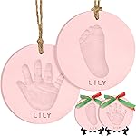 Baby Hand and Footprint Kit Girls, Boys - Personalized Babys First Christmas Ornament Kit, Newborn Christmas Gifts for New Mom, Cute Shower Gifts,Easy to Use Handprint Ornaments(Candy, Multi-Colored)