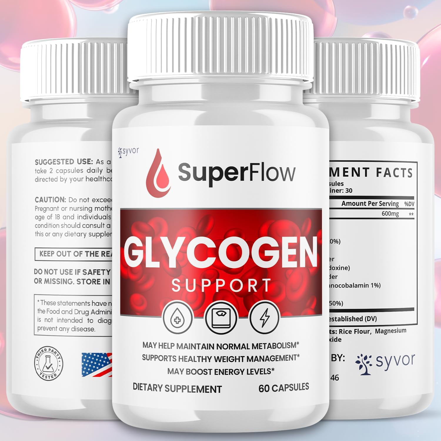 (2 Pack) Super Flow Glycogen Support, Official SuperFlow Advanced Formula Glyco Optimizer Capsules, All Natural Super Flow Pills, Daily Wellness Supplement to Support Healthy Balance (120 Capsules) - Image 2