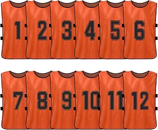 Moniss 12 PCS Pinnies de futebol para adultos de secagem rápida Camisas de times de futebol para esportes juvenis Scrimmage Treinamento de times de futebol numerados Colete esportivo para prática