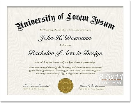 Fxojyvo White 8.5 x 11 Frame Display 8.5 by 11 Document Certificate Diploma Wall and Tabletop - 1 Pack