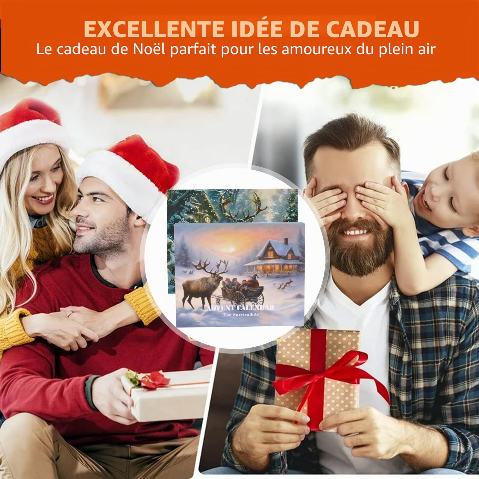 Calendrier de l'Avent Noël 2024 pour homme, adolescent, garçon, kit d’outils de survie (A)
