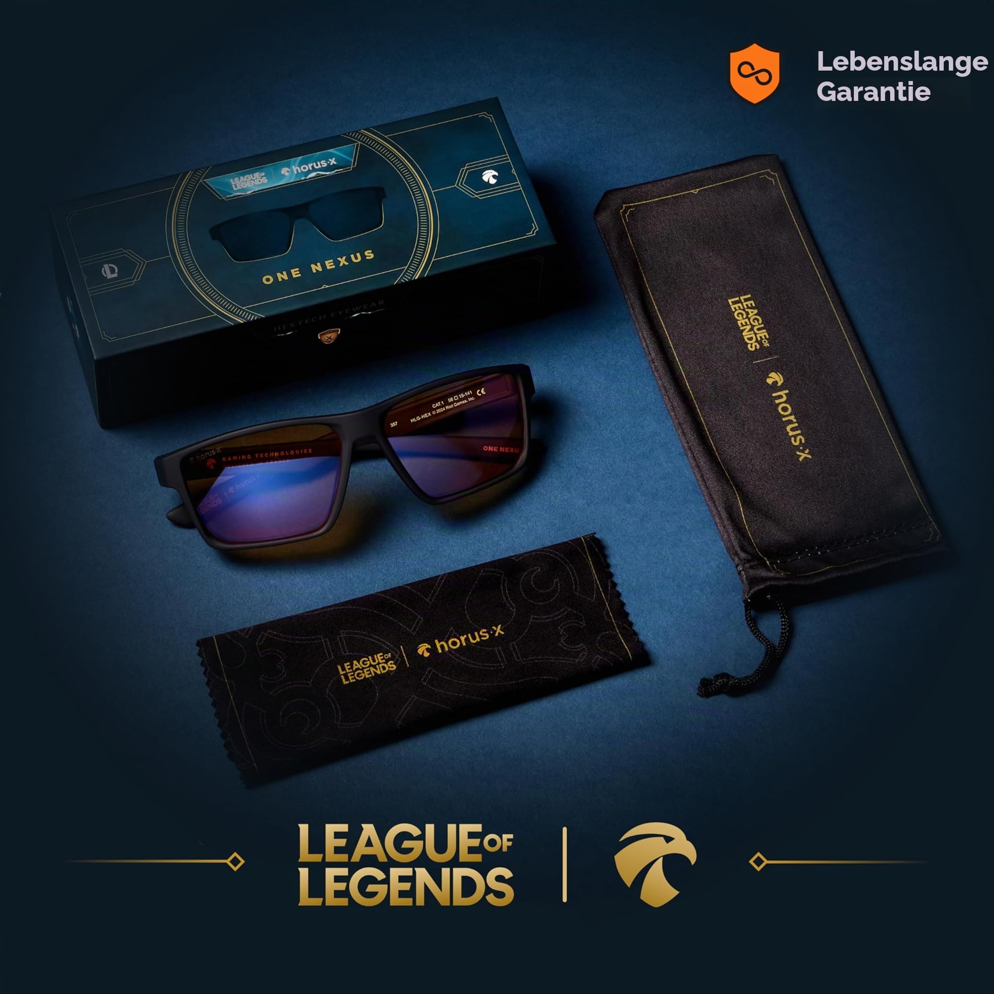 Horus X • Blaulichtfilter Brille Herren Damen | Blue Light Glasses | Gegen Ermüdung & Augenbelastung | Gaming Brille V3