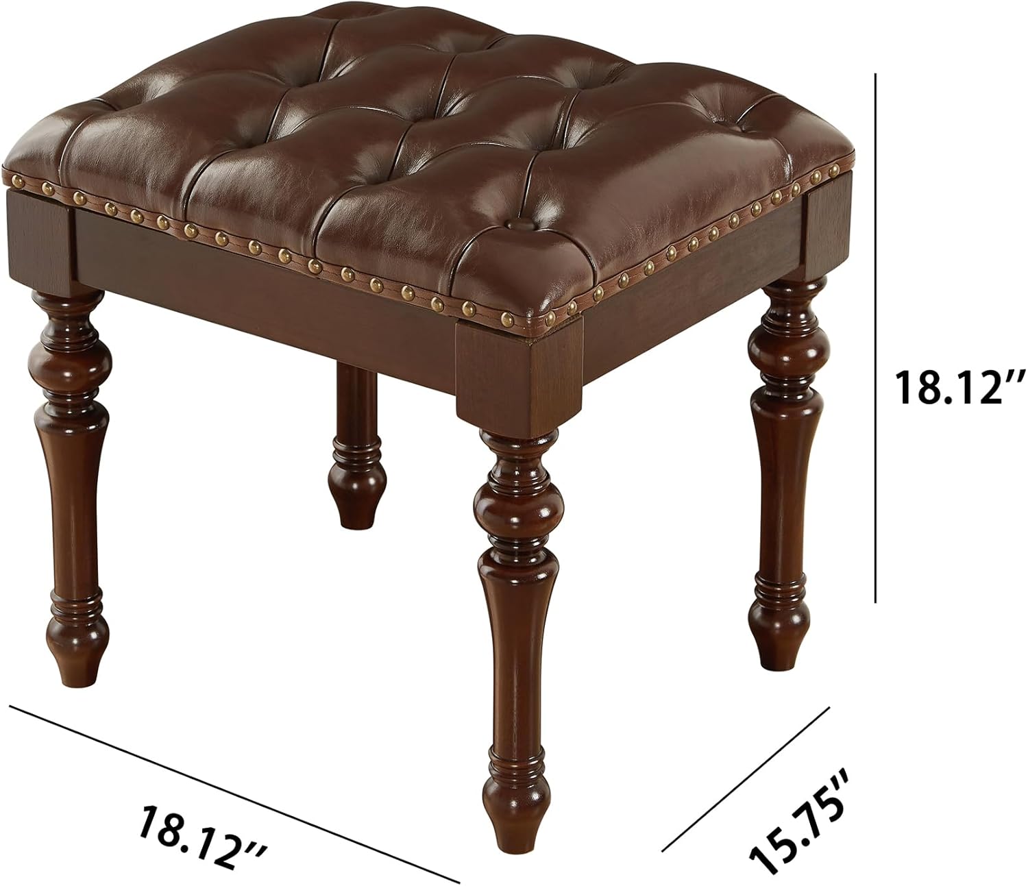 Vanity Bench with Nail Trim, Piano Bench, Desk Stool with Microfiber Leather Upholstered Stool for Bedrooms, Dinning Room, Cloakroom, Piano Room