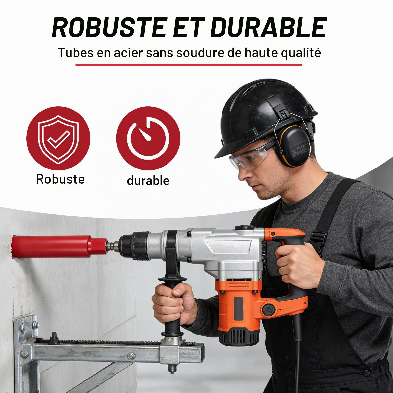 CPROSP Couronne Diamant pour Carotteuse 1¼" UNC, Ø52 mm, L420 mm, Soudée par Faisceau Laser, Couronne de Carottage pour Perçage Humide, pour Concrete, Masonry and Stone