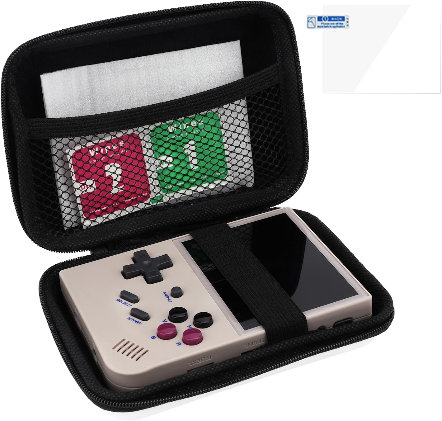 Ampown RG35XX Plus Carrying case Compatible with RG35XX / RG35XX PLUS / XU10 Retro Handheld Game Console, RG35xx Case with Carabiner and Hand Strap, RG35XX Case Easy to Use and Carry