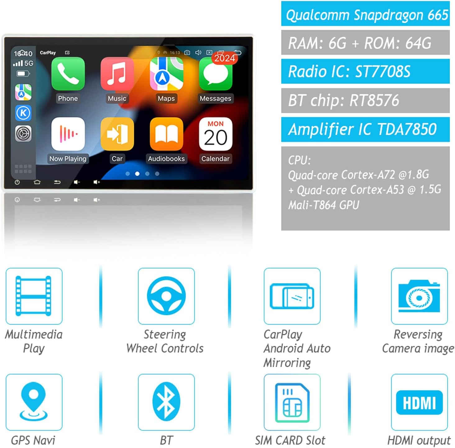 SYGAV Android 13 Stereo Radio for 2019-2022 Toyota Corolla / RAV4 Wireless Carplay Android Auto 9" Touch Screen GPS Navigation Head Unit with 4G LTE Support