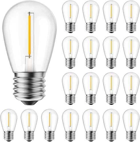 Brightown Paquete de 50 bombillas LED S14 de repuesto, bombillas E26 inastillables de base media Edison vintage, equivalentes a 11 W, se adaptan a