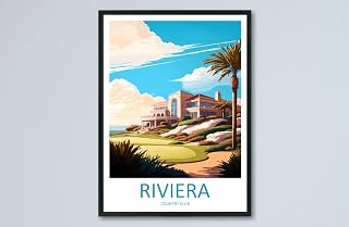 Riviera Country Club Travel Wall Print, Riviera Country Club Travel Poster Wall Art Hanging Home Decor Print Lovers Golf Livingroom Picture Decor, 150 Poster Photo