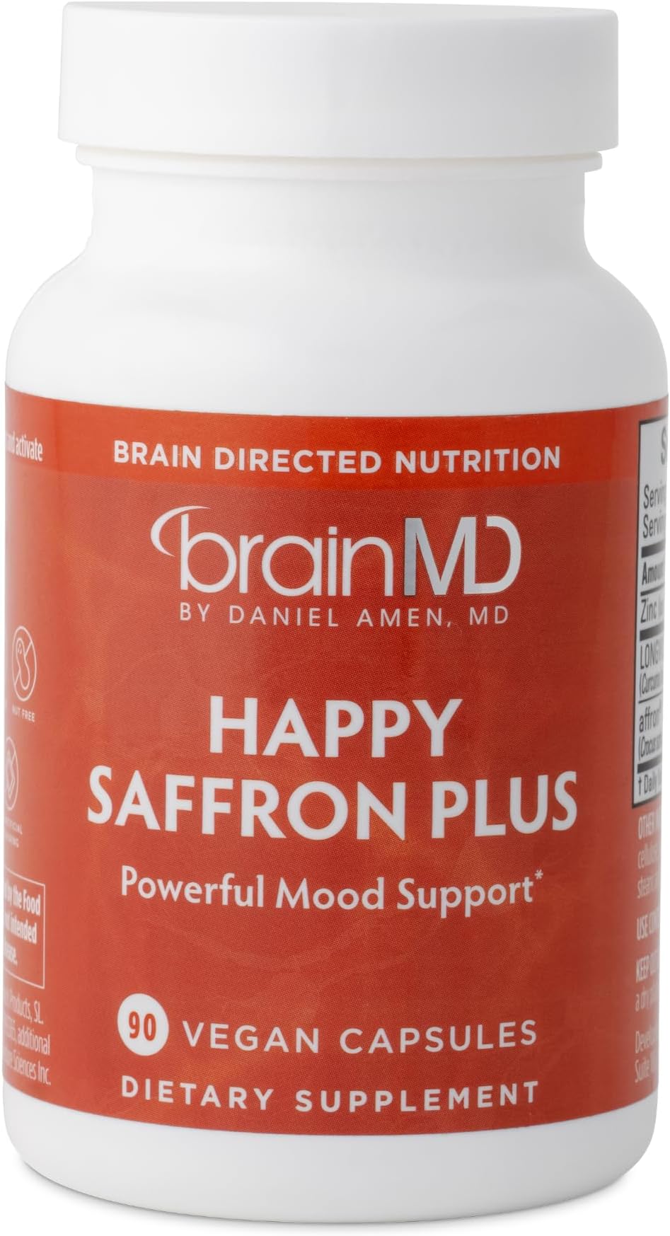 BRAINMD Dr Amen Happy Saffron Plus - 90 Capsules, Pack of 2 - With Saffron Flower Extract, Curcumin & Zinc - Vegan, Gluten Free - 60 Total Servings