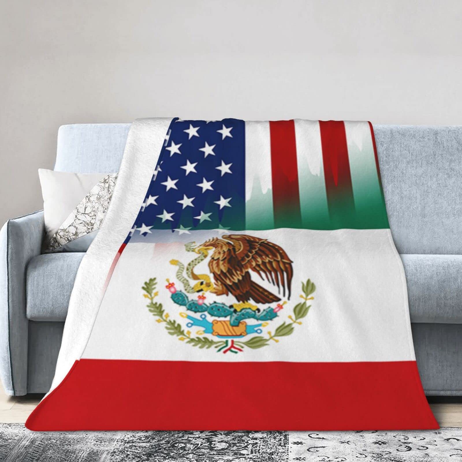Lsjuee Christmas Flannel Fleece Blanket 50"X40" Mexican and American Bed Throw Blanket Funny Ultra-Soft Travel Winter Blankets for Couple Keep Warm