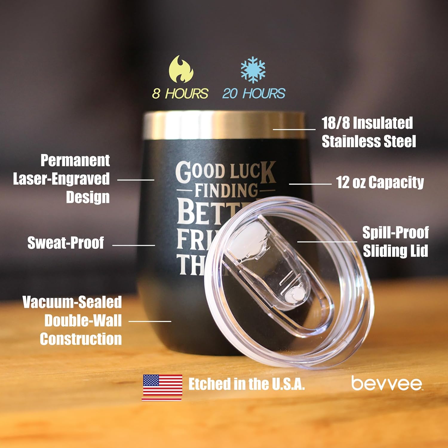 Custom Good Luck Finding Better Friends Than Us - Personalized Wine Tumbler Glass with Sliding Lid - Stainless Steel Insulated Mug - Funny Farewell Gift For Best Friend Moving Away