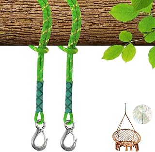 Tree Swing Straps, 1.97FT Heavy Duty Swing Hanging Kit, Weatherproof Hammock Suspension Ropes with Locking Carabiners, Fluorescent Green for Backyard Playground, Camping, 2 Pack