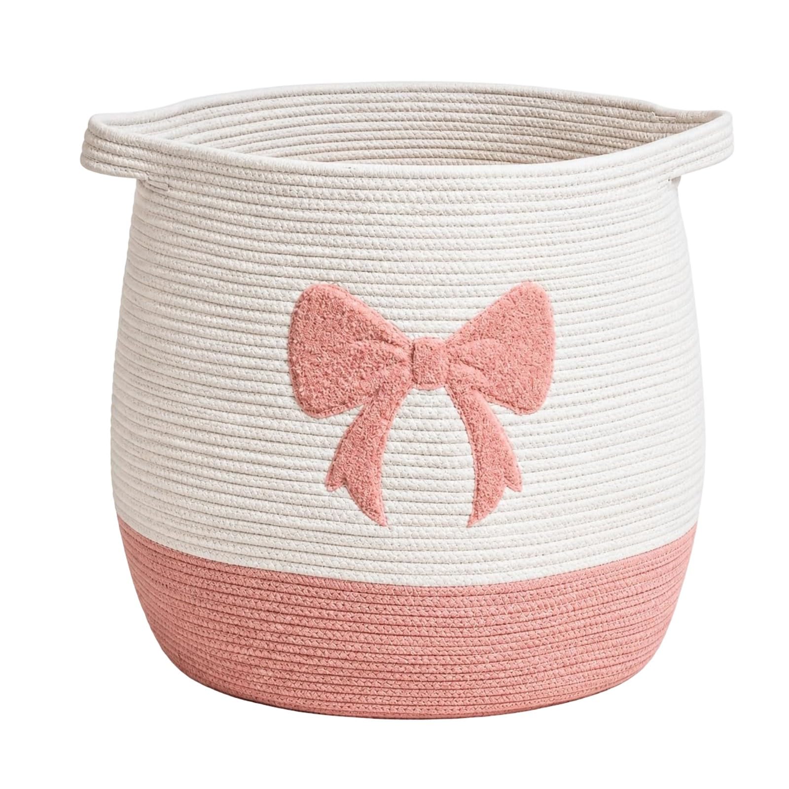 BELOWSYALER Large Nursery Organizers Basket Cotton Rope Handwoven Bin Storage for Room Clothes Toy Blankets and Diapers Cotton Bin