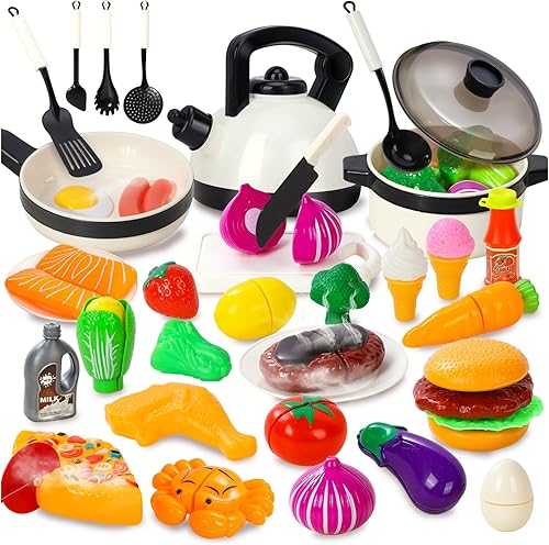 STEAM Life Accesorios de cocina de juguete para jugar comida de 3 4 años regalos para niñas pequeñas juego de cocina para niños ollas y sartenes