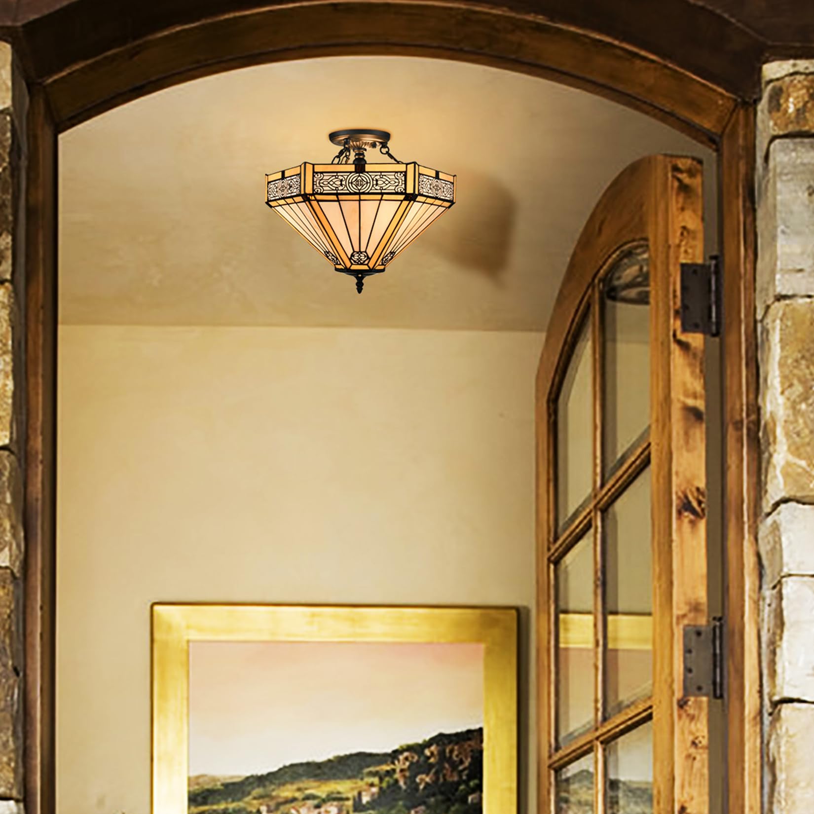 55,000から35,000Tiffany & Co. 2点セット TEENYO Tiffany Style Semi Flush Mount Ceiling Light 3-Light