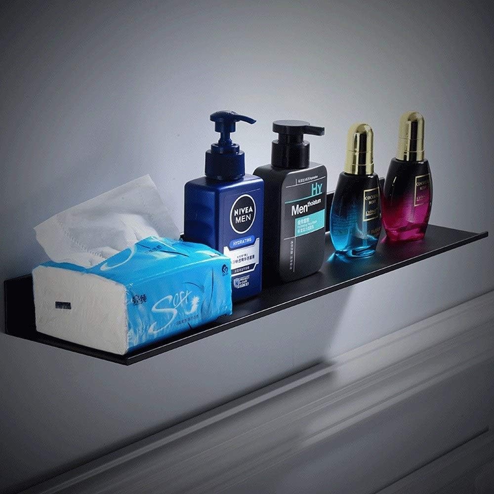 Shower Shelf, Black Hollow Bathroom Space Aluminum no Drilling Wall Hanging Organizer Storage Shelves with Strong Suction Cup
