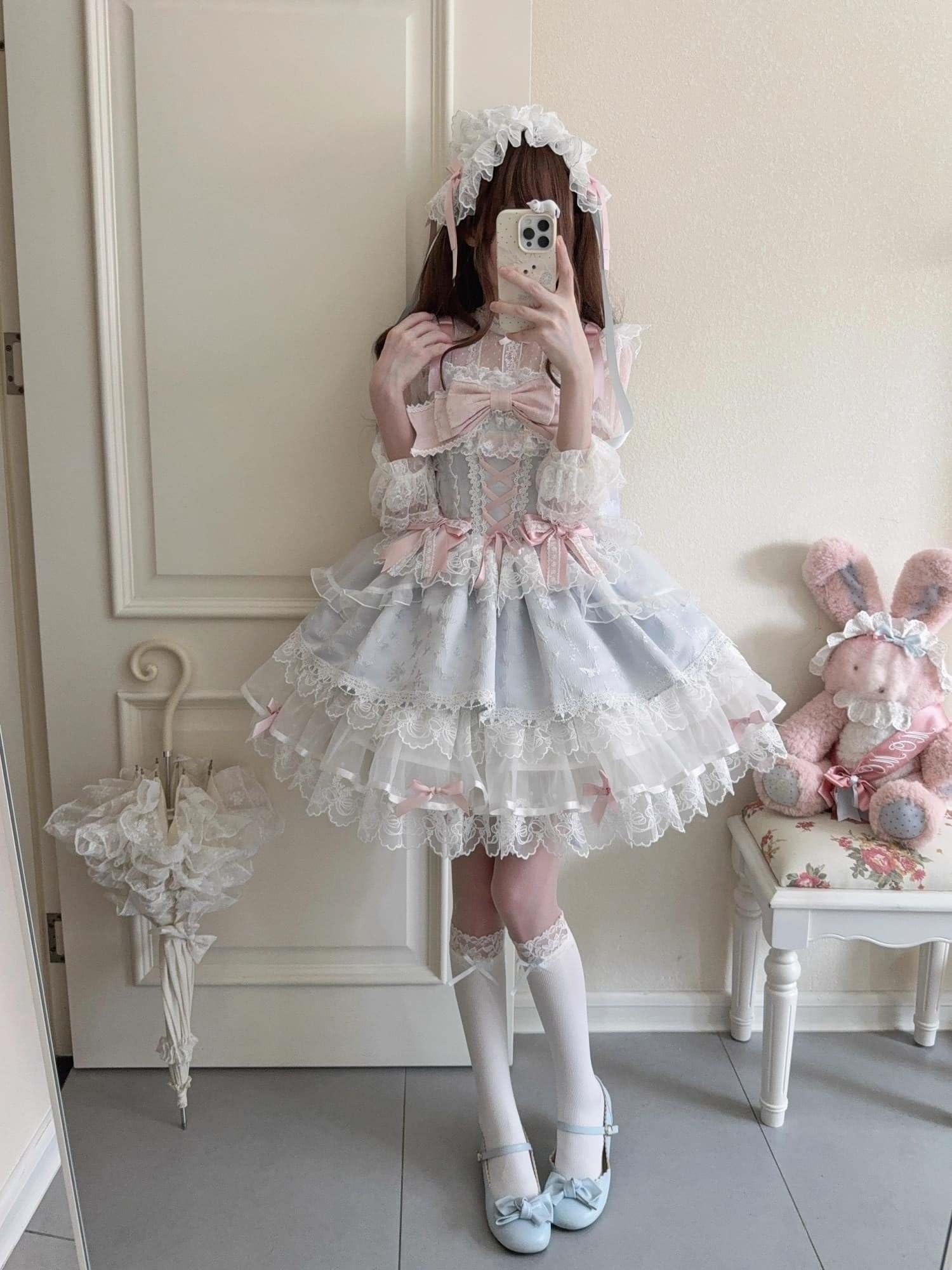 Abito da principessa Lolita senza maniche per adolescenti Kawaii balletto in pizzo increspato a strati vittoriano eleganti abiti da cocktail per feste